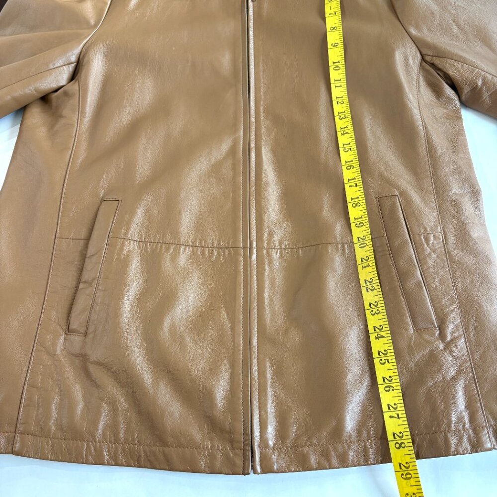 Men's Tan Leather Zip-Front Jacket - Picture 12 of 14
